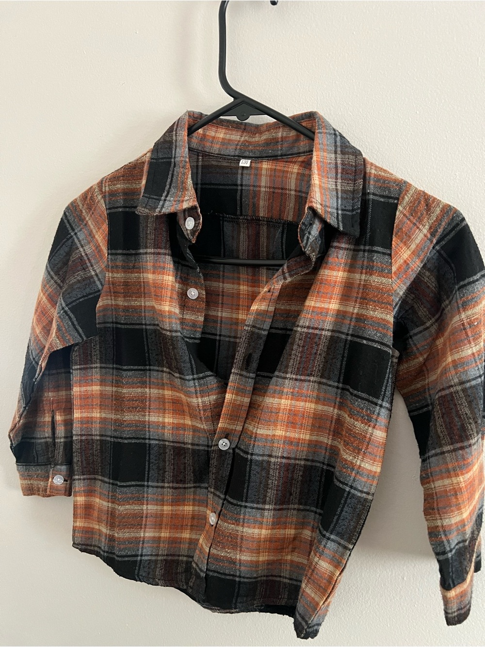 Source Unknown Orange and Black Plaid Button-Down Shirt